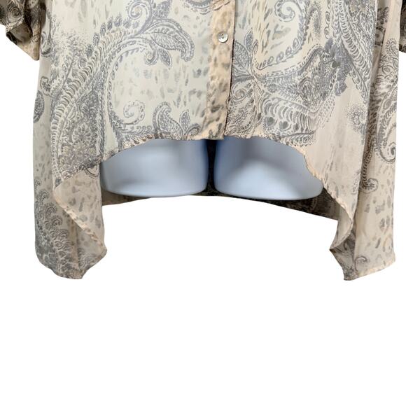 Chicos Top Womens 2 / US Large Paisley Animal Print Semi-sheer Sharkbite Hem - Picture 4 of 16